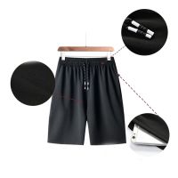 Men Elastic Waist Drawstring Summer Workout Shorts with Zipper Pockets Solid Color Quick Dry Sport Casual Beah Pants