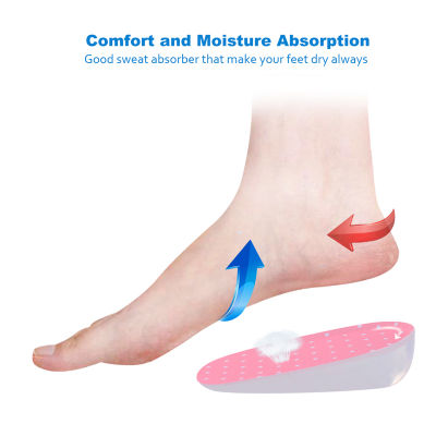 Sunvo Height Increase Half Insoles for Men Women Shoes Pads Lift Taller Silicone Gel Heel Cup Heighten Increased Up Inserts Pad
