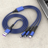 สายชาร์จ5A ความเร็วสูง 3in1/สีฟ้า ( Lightning,Micro USB,Type-C) 1.2เมตร.