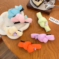 【CW】Korean Cute Handmade Fabric Knotted Hairpin Side Clip Spring Cream Color Small Flower Duckbill Clip Bangs Clip Korean Version