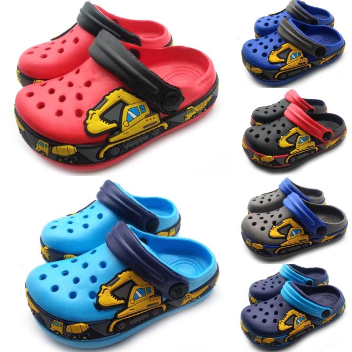 Child Excavator Design Crocs For Kids Boy Sandals 19-35 0-9yrl | Lazada PH