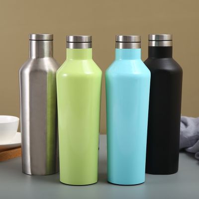 ☇♕  Hot Europe and America 304 stainless steel thermos cup outdoor vacuum sports water bottle double layer cold insulation polygonal red wine