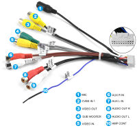 Podofo Car Stereo Receiver Radio RCA Output Wire Aux-in Adapter Cable Car Line Out Adapter Subwoofer Microphone Adapter Cable