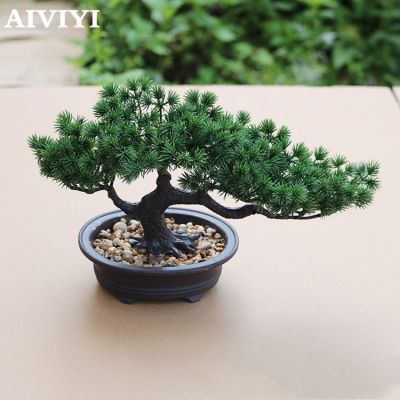 Chinese Zen Simulation Fake Pine Tree Welcoming Pine Potted Plants Bonsai Decorations Garden Equipment Home Decor Artificial