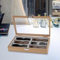 6 Slots Sunglasses Display Organizer, Wooden Home Gadget, Eyewear Case Storage Box Holder, for Women Men Showcase with Clear Cover