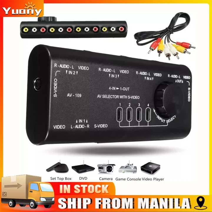 【Local delivery】 AV109 4 in 1 Out AV RCA Switch Box AV Audio Video Switcher 4 Way Splitter AV