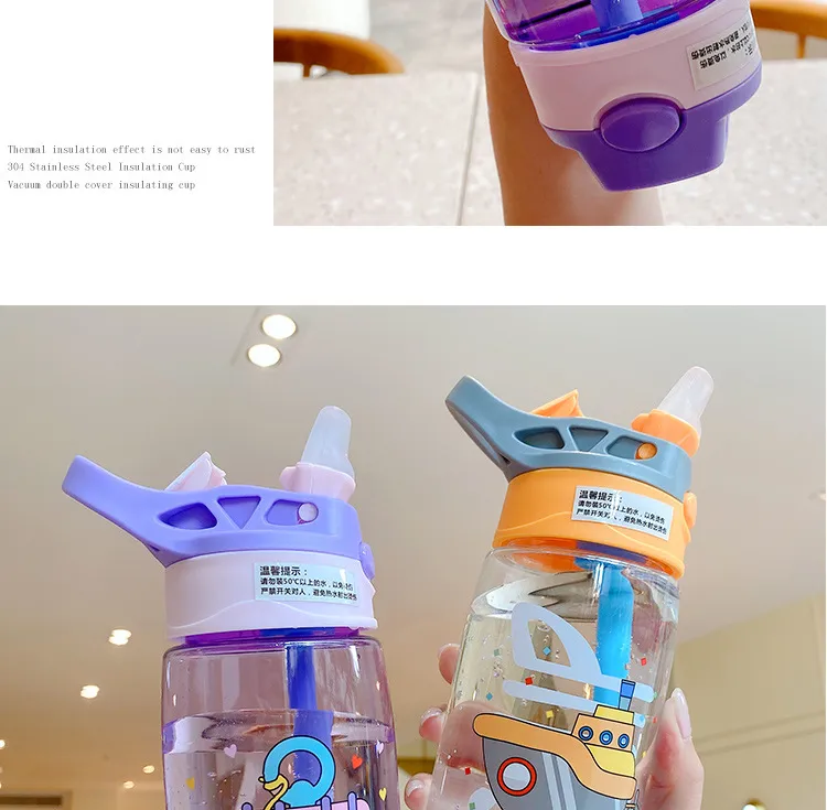 New 480ml water plastic bottle tumbler with straw lid stanley Kids