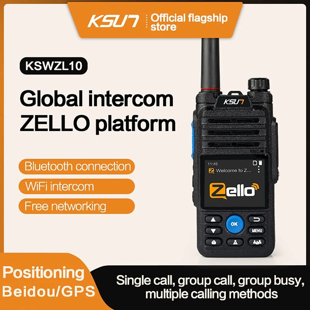Two Way Radios Phones Zello PTT Button APP Mobile Radio 4G SIM Card 100  Miles Long Range Smartphone Wireless WiFi Bluetooth-Function Two Way Radio  GPS Android KSUN ZL10【Buy one get one free】 |