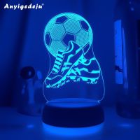 ▥✾✙ New 3d Illusion Kids Night Light Football 7 Colors Changing Nightlight for Child Bedroom Atmosphere Soccer Room Desk Lamp Gifts