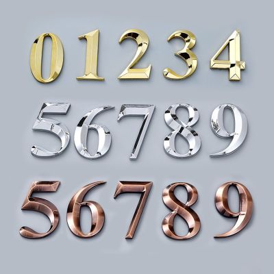【LZ】☄◈  3D Digital Stickers Height 7Cm Door Plate 0123456789 Bronze Color Abs Plastic Plaque Number House Hotel Address Digit Decoration