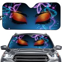 Cartoon Charming Eyes Printed Car Front Windshield Sunshade Sun Reflector Blocks UV Rays Sun Visor Auto Universal Accessories