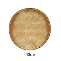 Handmade Weaving Bamboo Sieve Raft Round Dustpan Fruit Bread Decorative Storage Basket Tray Home Kitchen Storage Products
