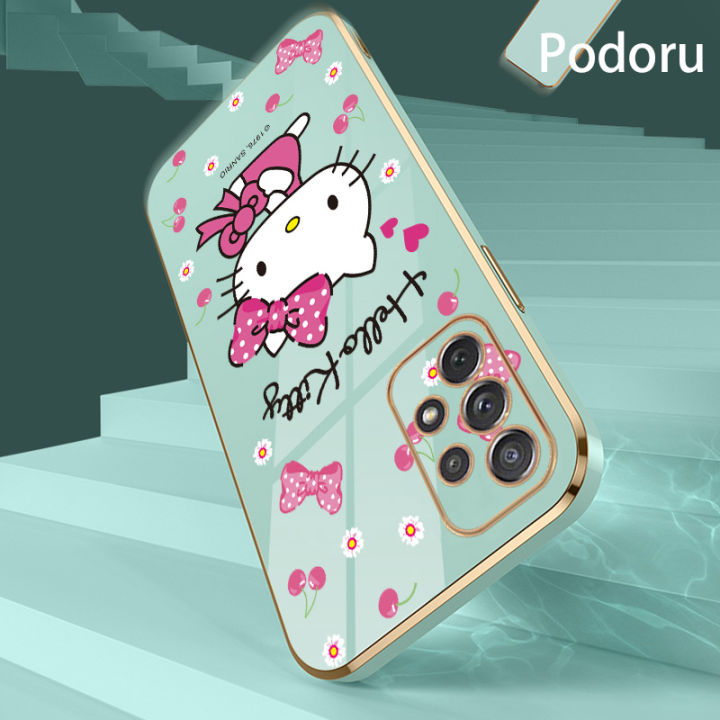 เคส-samsung-a72เรียบง่ายสุดหรูชุบทองเคสโทรศัพท์-hello-kitty-เคสซิลิโคน-tpu-นิ่ม