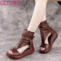 GKTINOO 2023ฤดูร้อนใหม่ผู้หญิงสีดำรองเท้าแตะหนัง Cool Boots แพลตฟอร์มรองเท้า Wedges รองเท้าแตะรองเท้าผู้หญิงแฟชั่นรองเท้าแตะกลางแจ้ง