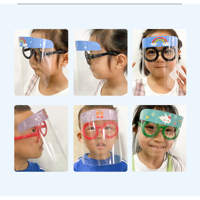 SUNTEAMO 5PC/4PC Kids Cartoon Anti-Fog Face Guard Anti-Saliva Safety Protectio Glasses Masque 