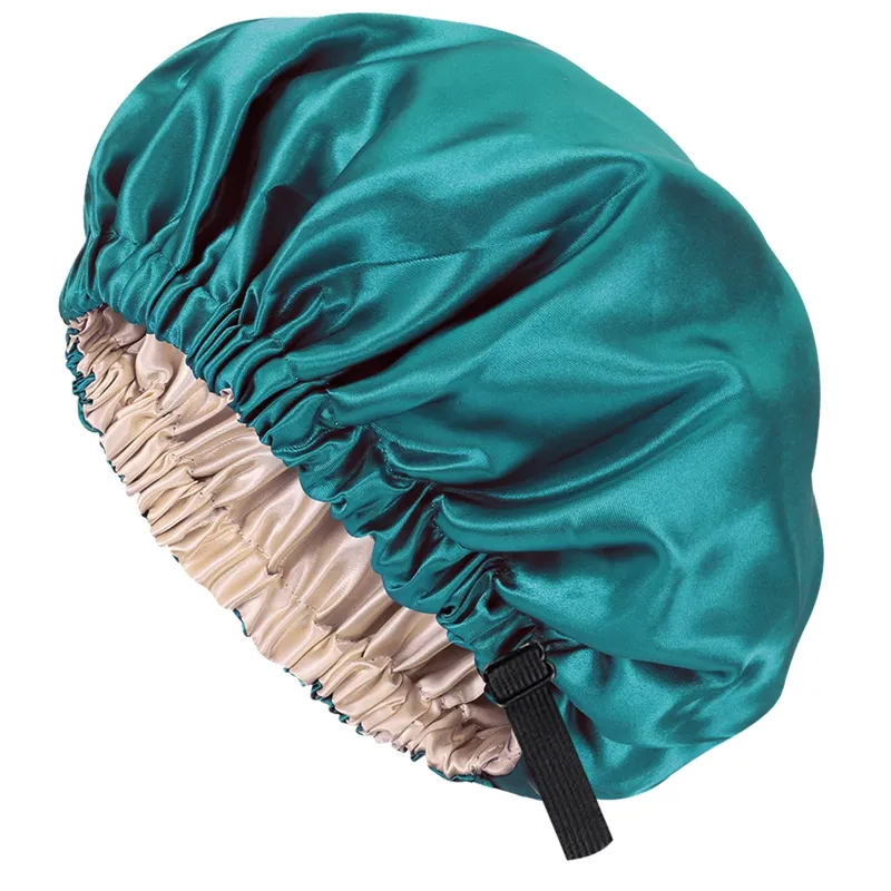 Large Satin bonnet for Curly Hair, Double Layer Reversible Silk