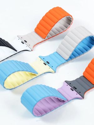 【CW】 Silicone Magnetic strap watch band 44mm 40mm 45mm 49mm 41mm 38mm 42mm series 8 3 5 4 6 7 Ultra