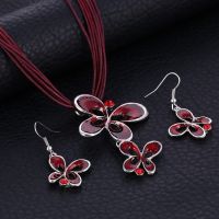 ZOSHI Fashion Butterfly Pendant Necklace Jewelry Sets Colorful Multilayer Pendant Necklace Earrings Wedding Jewelry For Women