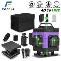 FASGet 16 Lines 4D Green Laser Level Self-Leveling 360 Horizontal And Vertical Cross Super Powerful Green Beam Line Laser Level