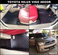 พรมปูพื้นรถยนต์ 6D TOYOTA VIGO 4ประตู พรม6D QJ VIP สีดำด้ายแดง หนาพิเศษ เต็มคัน