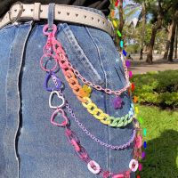 Punk Hip-hop Key Chain Pants Trousers Rainbow Resin Hanging Chain Punk Wind Detachable Chain Belly Waist Chain Women Men Key Chains