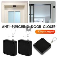 ▨♟ Door Closer No Punching Automatic Pull Cord Door Closer Adjustable Surface Door Stop Bracket Type Automatic Door Close Supplies