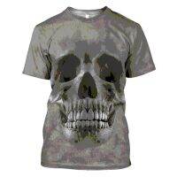 Terrible Skull 3D Printing Mens T-shirt ฤดูร้อน O Neck แขนสั้นสบาย ๆ สบาย ๆ เสื้อยืดด้านบนเสื้อผ้าผู้หญิง XS-5XL