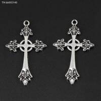 卐☢ 15pcs Silver Color 43x26mm Jesus Cross Charms Religious Faith Pendant Fit DIY Jewelry Making Handcrafted Accessories