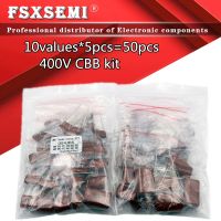 10valuesx5pcs 50pcs 400V 10nF 3.3UF Metallized Polyester Film Capacitors CBB Assortment Kit