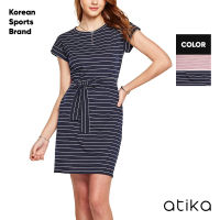 TSLA- [ATIKA] Womens Summer Short Sleeve T Shirt Dress, Stretch Tie Waist Beach Dresses, Casual Pencil Dress with Pockets I ชุดเดรดผู้หญิง I เดรสผ้าโพลีเอสเตอร์สวยๆ I ไม่เป็นทางการ I ฤดูร้อน  (AT-OM212)