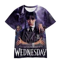 2023 year Children Wednesday Addams T-Shirts Boys Girls Gothic Style Fashion Tops Tees Summer Short Sleeve Round Collar Clothing