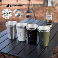 Shine Trip Camping Mug แก้วสเตนเลส​ 350 ml. ช่วยรักษาอุณหภูมิ​ร้อนเย็น 1ชุด/4 ใบ