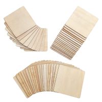 50 Pieces Unfinished Square Wood Slices Blank 4 x 4 In,for Coasters, Pyrography,Painting,Writing,Photo Props Decorations