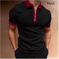 Europe and the States independent station cultivate ones morality short sleeve printing zipper lapel collar men polo