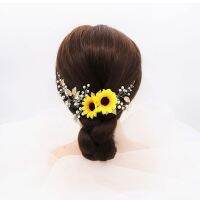 Fairy Beauty Girls Photo Accessories Sunflower Daisies Decor Hair Band Handmade Glass Faux Rhinestone Bride Headdress LL 17