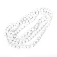 Faux Pearl Long Sweater Chain Necklace White