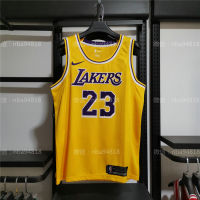 เสื้อคุณภาพสูง 【JAN】 NBA͛ Original BASKETBALL Mens Jersey 23 LeBrons Jamess Los Angeles Lakerss Hot Pressing Retro City Edition Swingman Jerseys Round Neck Yellow