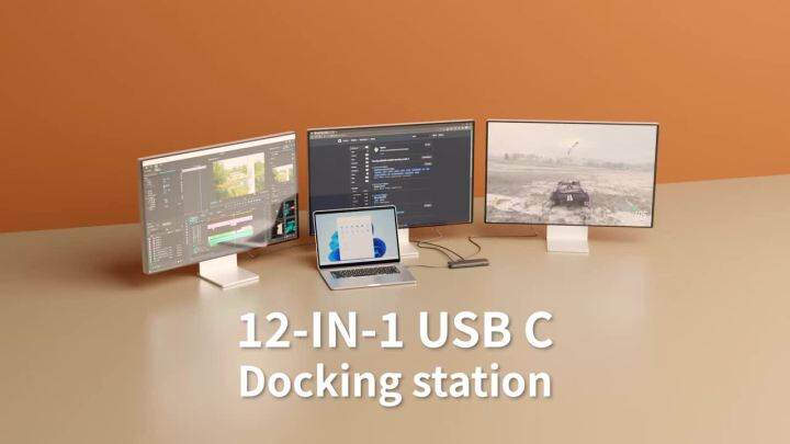 Wavlink USB C 12-in-1 Hub Docking Station Triple Display Type-C Adapter ...