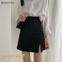 Skirts Women Split Elegant Office Ladies Spring Mujer Faldas Casual Hot Sale A-line Black Design Comfortable Ulzzang