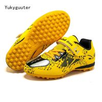 Children Football Shoes Soccer Boots Kids Boy Girl Sneakers New Leather High Top Soccer Cleats Training Outdoor Hook &amp; Loop