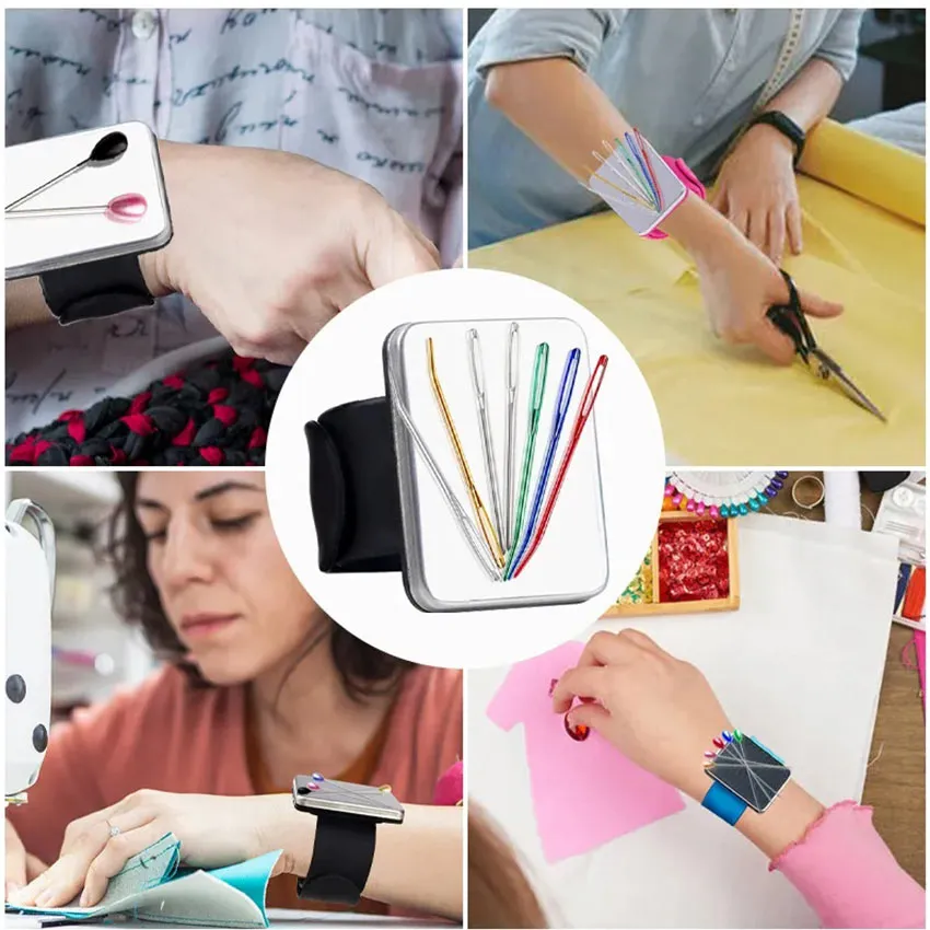 Magnetic Sewing Pin Cushion Silicone Wrist Needle Pad Safe Bracelet Pin  Cushion Storage Sewing Pins Wristband Pin Holder