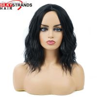 Black Wavy Short Synthetic Natural Wigs Silky Strands Afro African American High Temperature Fiber Women Wig [ Hot sell ] ea1voy