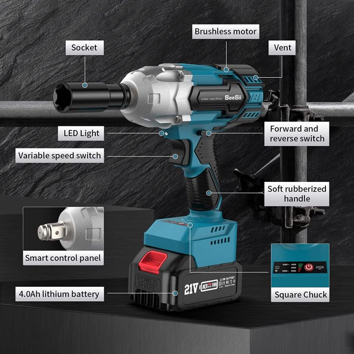 seesii-wh710-brushless-cordless-impact-wrench-650n-m-5200-rpm-รอบต่อนาที-21v-โวลต์ไร้สายแบบไม่มีแปรงถ่านประแจผลกระทบไฟฟ้า-kunci-pas-listrik-ขนาดกะทัดรัดพร้อมแบตเตอรี่4-0ah-ใช้งานร่วมกับแบตเตอรี่-makit