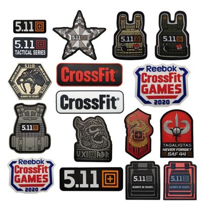 Crossfit Hook and Loop Patch Fitness Badge Tactical Rubber Sticker Stripe PVC Outdoor Gear Military Emblem Adhesives Tape