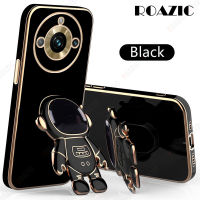 ROAZIC เคสโทรศัพท์ Realme 11 Pro 5G/Realme 11 Pro + 5G พร้อมที่วางนักบินอวกาศเคสมีขอบเคลือบผิวตรงฝาหลังเป็นซิลิโคนนิ่ม