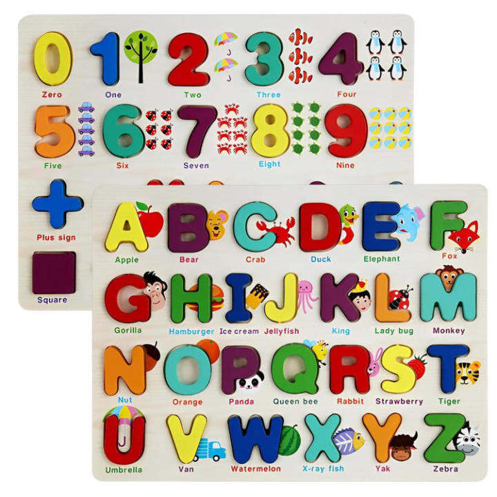 Wooden Alphabet Puzzle Wooden Alphabet Number Shape Learning Puzzle
