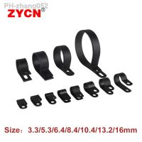 100PCS Cable Clips R-Type Plastic Holder Clamp Fixation Fasteners Organizer 16MM Nylon Mount Wire Wall Management Black R-3.3