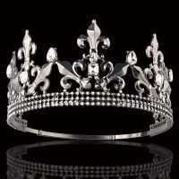 Gothic King Black Crown ชายระดับไฮเอนด์พิสดาร Rhinestone Queen Grand Crown เครื่องประดับผมปรับได้สำหรับเด็ก