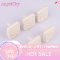 ?AngelCity 5ชิ้นปลั๊กป้องกันสำหรับเด็กปลั๊กไฟลายการ์ตูนสีทึบมีรู2 3และตัวล็อคเพื่อความปลอดภัยตัวป้องกันไฟฟ้าช็อต