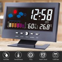 LCD Color Screen Digital Backlight Snooze Alarm Clock Weather Forecast Station Temperature Humidity Time Date Display Clock Home